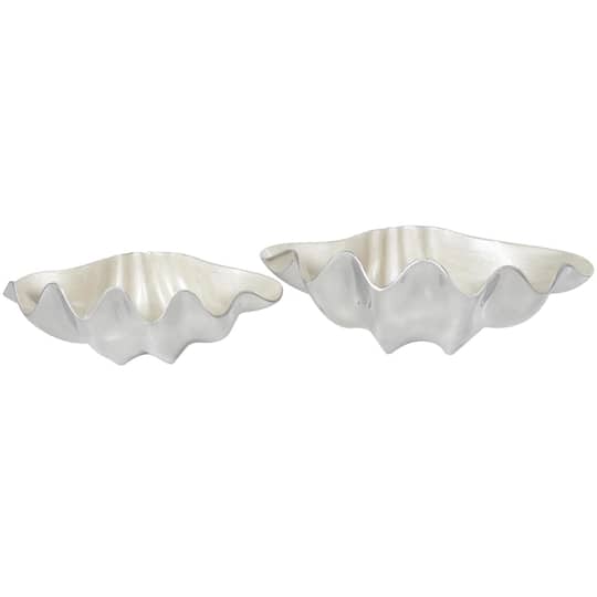 Aluminum Shell Enameled Decorative Bowl with Silver Metal Exterior Set